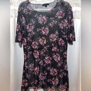 Lane Bryant Black Mesh Top